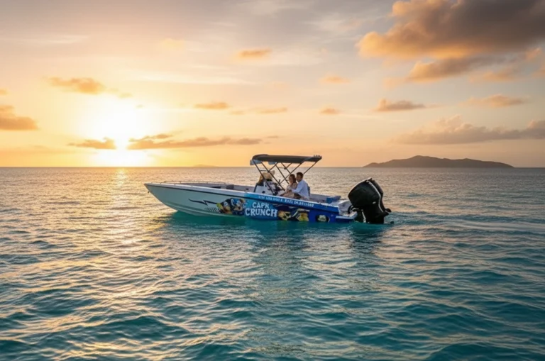 image a couple on a Wet and will boat charter sunset trip